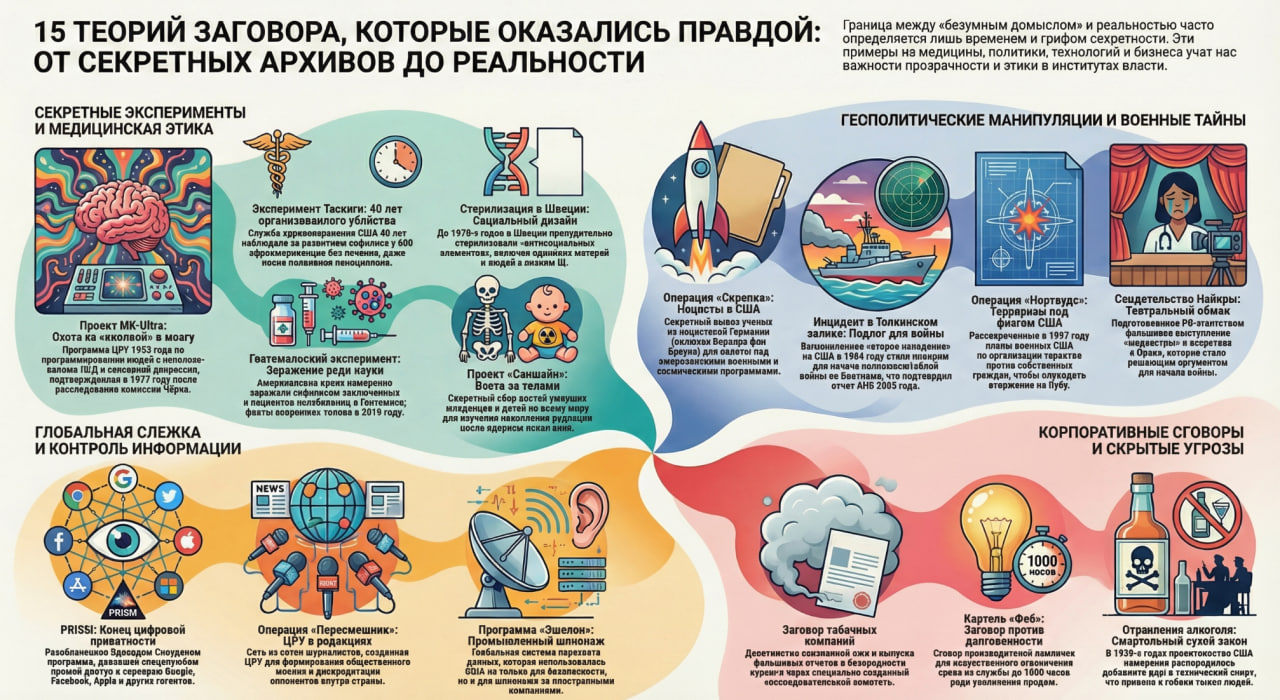 15 конспирологических теорий, которые оказались правдой