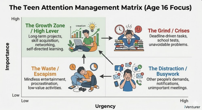 График 4. Матрица управления вниманием для подростков (The Teen Attention Management Matrix)