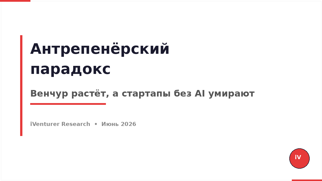 Антрепенёрский парадокс: почему венчур растёт, а стартапы без AI умирают